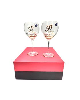EST. C/ 2 COPOS VINHO  560 ML C/PINT.  50 ANOS