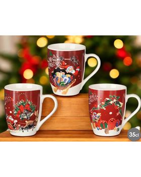 CANECA NATAL VERM. TRENO SORT. 3 8,3 x 11,5 x 10,4 cm