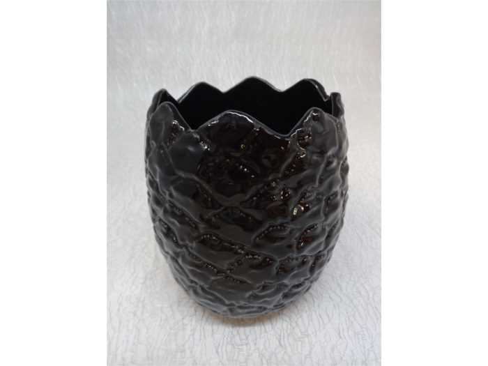 VASO ANANAS 16X13CM PRETO