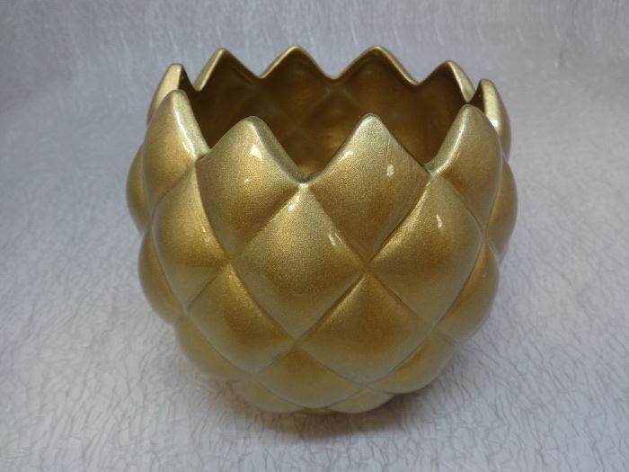 VASO ANANAS GORDO 14X15CM OURO