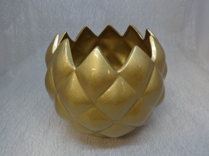 VASO ANANAS GORDO 17X20CM OURO