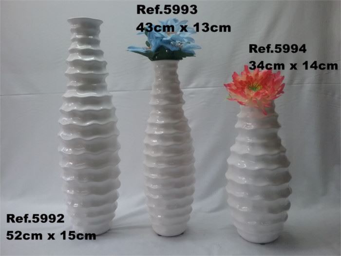 JARRA ONDAS 34X14CM  BRANCO