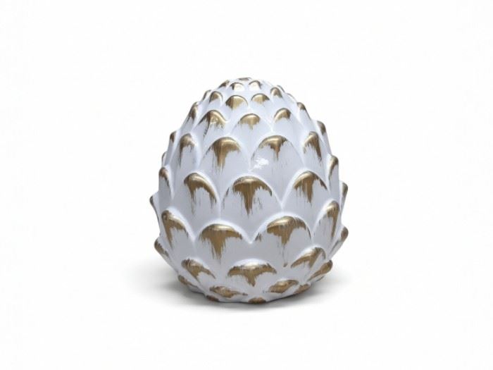 PINHA BRANCO COM OURO 15*15*16CM