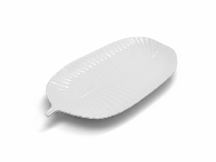PRATO FOLHA 35*21*4CM BRANCO