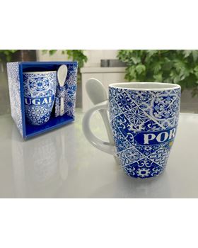 CANECA PORCELANA C/ COLHER GRANDE  12CM X 10X 8CM