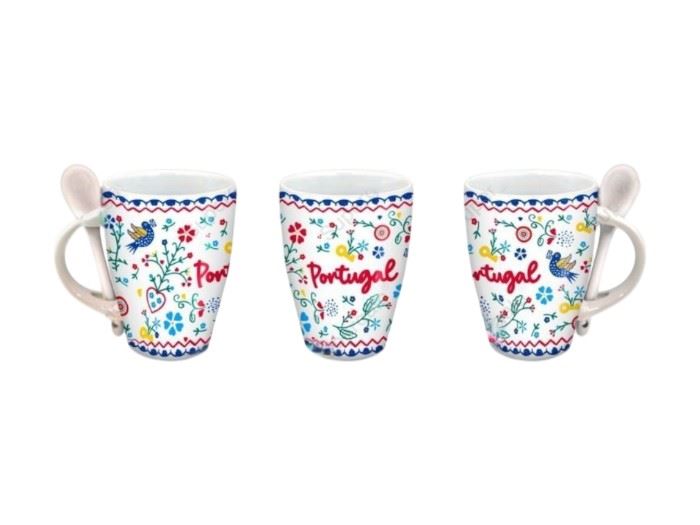 CANECA PORCELANA C/ COLHER GRANDE 11CM