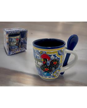 CANECA PORC C/COLHER E CAIXA GIFT  PEQ. (10*9*7CM)