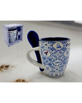 CANECA PORC C/COLHER E CAIXA GIFT  PEQ. (10*9*7CM)