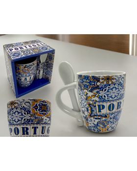 CANECA PORC C/COLHER E CAIXA GIFT  PEQ. (10*9*7CM)