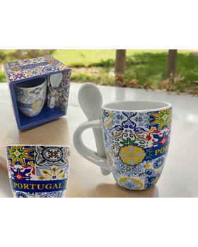 CANECA PORC C/COLHER E CAIXA GIFT  PEQ. (10*9*7CM)