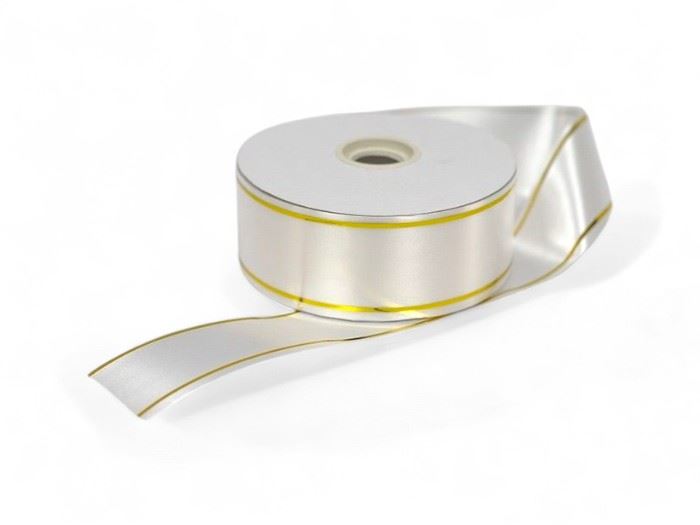 ROLO FITA BRANCA  COM FIO OURO 5CMX100Y