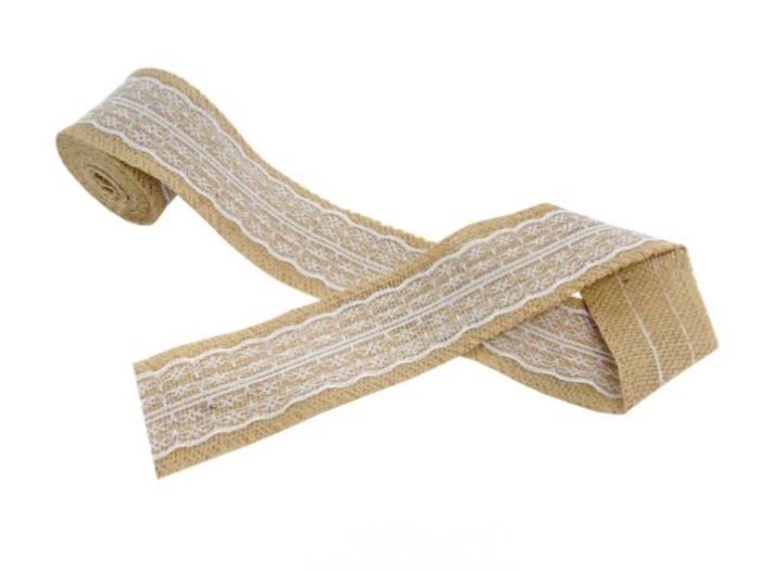 ROLO JUTA C/RENDA COR NATURAL+BRANCO 6CM X 2,7M