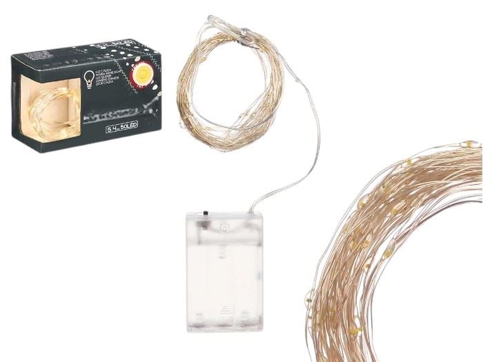 SERIE 50 LAMPADAS LED BRANCA 6X9CM (PILHAS)
