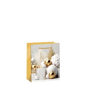 SACO PAPEL LUX 18X10X23CM COUCHE NATAL PRENDAS OURO