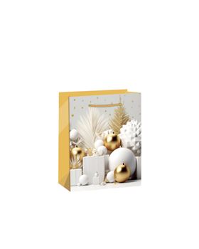 SACO PAPEL LUX 26X12X32CM COUCHE NATAL PRENDAS OURO