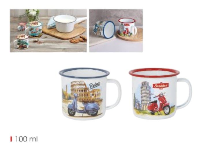 CANECA ESMALTADA BRANCA BIKE 150ML  PRIVILEGE