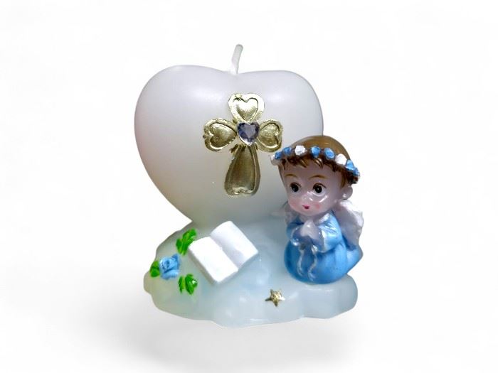 VELA MENINO A REZAR AZUL 7X5X7CM