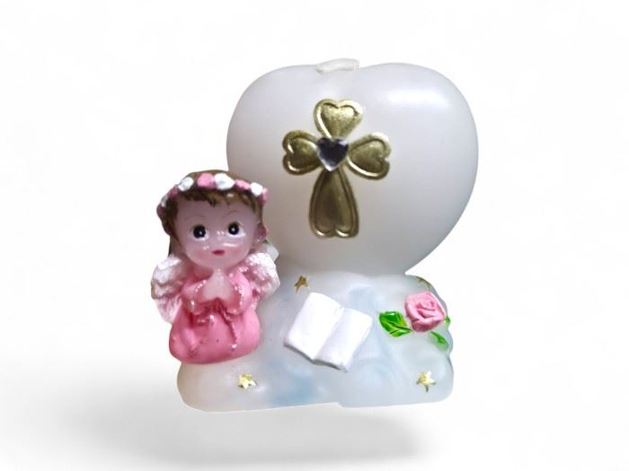 VELA MENINA A REZAR ROSA 7X5X7CM