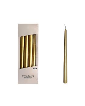 Pack 8 Velas Dipping 2.2*28cm Ouro
