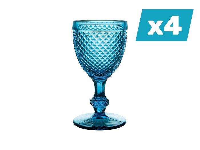 PACK 4 CALICES AGUA BICOS Nº1 AZUL 280ML | 17X9CM