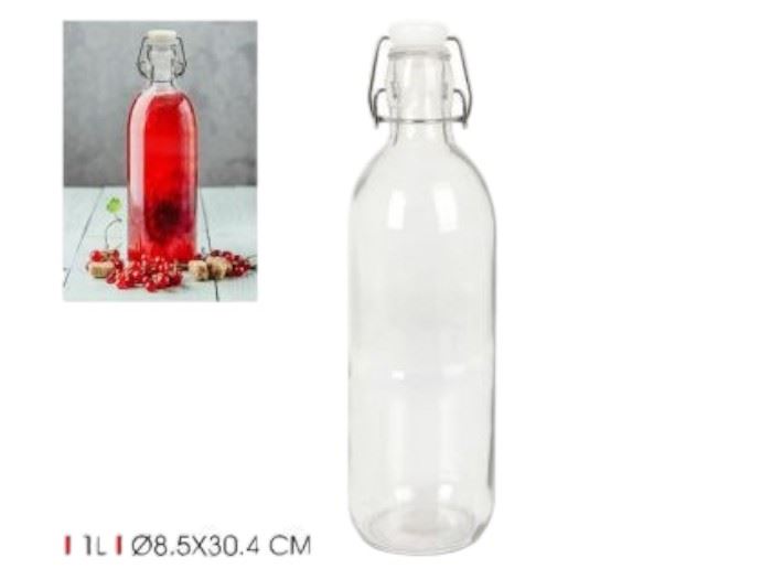 GARRAFA VIDRO 1L TAMPA MOLA