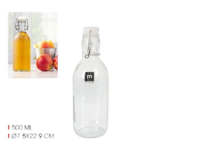 GARRAFA VIDRO 0.5L TAMPA MOLA