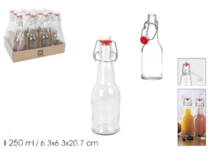 GARRAFA VIDRO 250L TAMPA MOLA