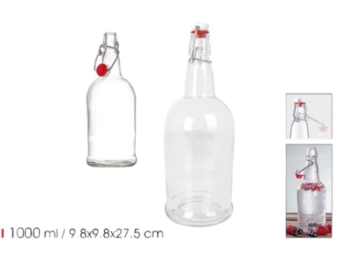 GARRAFA VIDRO 1L TAMPA MOLA