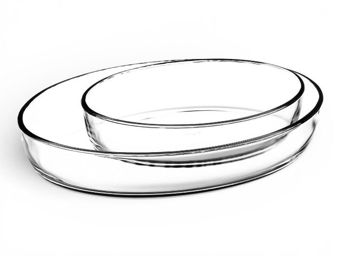 CONJ. 2 ASSADEIRAS VIDRO (116576) 28*26; 35*35CM