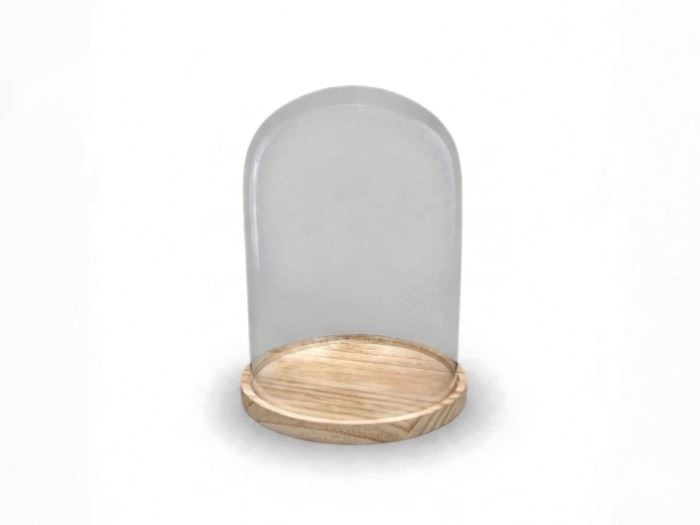 REDOMA C/BASE MADEIRA TRANSPARENTE 20/22X30CM